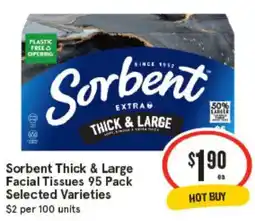 IGA Sorbent Thick & Large Facial Tissues Selected Varieties offer