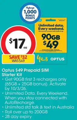 Coles Optus Prepaid SIM Starter Kit offer