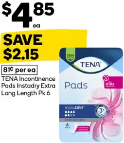 Woolworths TENA Incontinence Pads Instadry offer