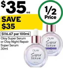 Woolworths Olay Super Serum or Olay Night Repair Super Serum offer