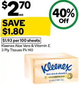 Woolworths Kleenex Aloe Vera & Vitamin E Tissues offer