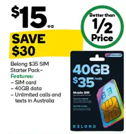 Woolworths Belong SIM Starter Pack offer