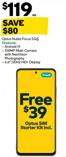 Woolworths Optus Nubia Focus offer