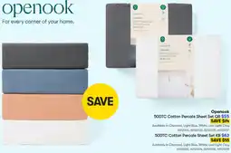 Woolworths Openook Cotton Percale Sheet Set QB offer