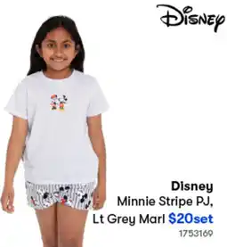 Woolworths Disney Minnie Stripe PJ, Lt Grey Marl offer