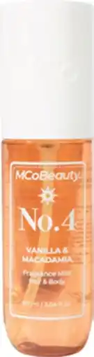 Discount Drug Stores Mcobeauty. Vanilla & Macadamia No. 4 Fragrance Hair & Body Mist 90mL offer