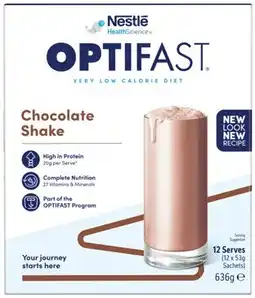 Discount Drug Stores Optifast VLCD Shake Chocolate Flavour 12 x 53g Sachets offer