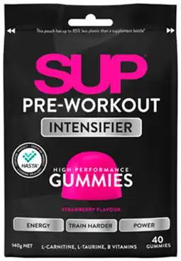 Discount Drug Stores SUP Pre-Workout Gummies Strawberry Flavour 40 Pack offer