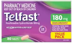 Discount Drug Stores Telfast Hayfever Allergy Relief 180mg Value Pack 80 Tablets offer