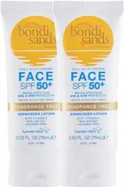 Discount Drug Stores Bondi Sands SPF 50+ Fragrance Free Face Sunscreen Lotion 75mL offer