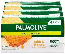 Discount Drug Stores Palmolive Naturals Soap Milk & Honey 4 x 90g offer