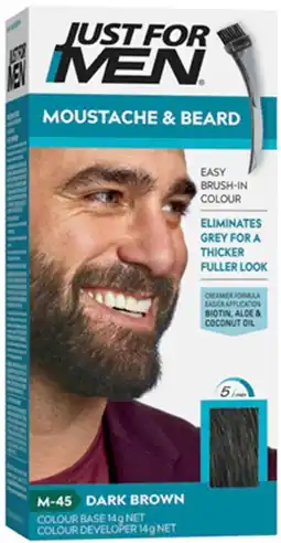Discount Drug Stores Just For Men Moustache & Beard Brush-In Colour Gel Dark Brown offer