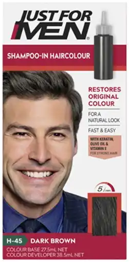Discount Drug Stores Just For Men Shampoo-In Haircolour H-45 Dark Brown offer