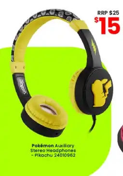 Toymate Pokémon Auxiliary Stereo Headphones - Pikachu offer