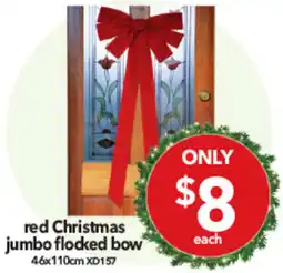 Cheap as Chips red Christmas jumbo flocked bow offer