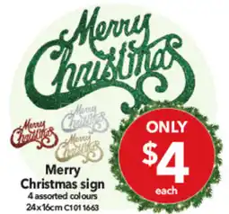 Cheap as Chips Merry Christmas sign offer