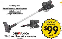 Cheap as Chips Germanica 2 in 1 cordless stick vacuum offer