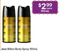Discount Drug Stores Jeer Billion Body Spray offer