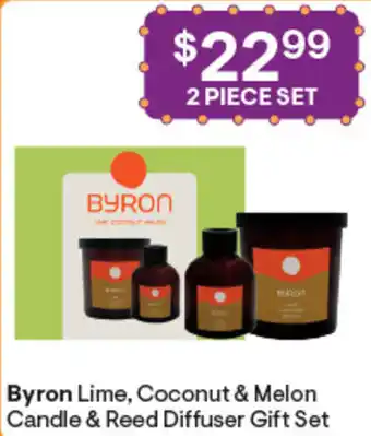 Discount Drug Stores Byron Lime, Coconut & Melon Candle & Reed Diffuser Gift Set offer