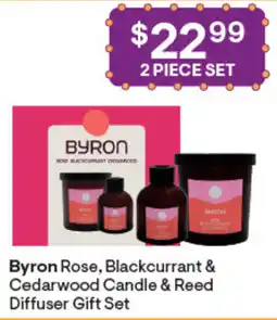 Discount Drug Stores Byron Rose, Blackcurrant & Cedarwood Candle & Reed Diffuser Gift Set offer