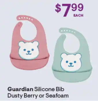 Discount Drug Stores Guardian Silicone Bib Dusty Berry or Seafoam offer