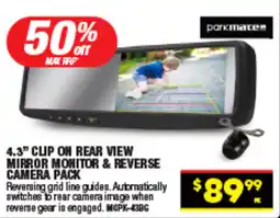 Autopro 4.3" cup on rear view mirror monitor & reverse camera pack offer