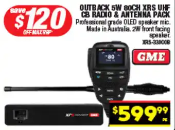Autopro Outback 5w 80ch xrs uhf cb radio & antenna pack offer
