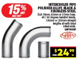 Autopro Intercooler pipe polished alloy, black & stainless steel offer