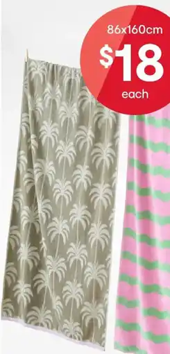 Kmart Palm Cotton Beach Towel - Seagrass offer
