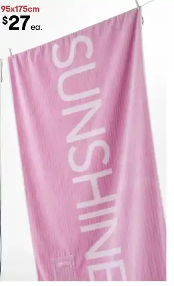 Kmart Large Cotton Beach Towel - Pink offer