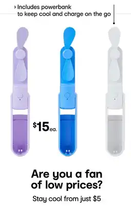 Kmart Portable fan with power bank charger offer