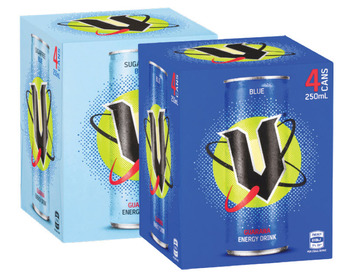 Drakes V energy drinks cans 4x250ml offer