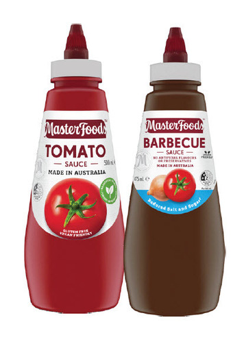 Drakes Masterfoods standard bbq or tomato sauce squeeze 475ml-500ml offer