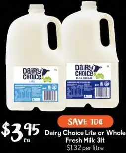 Drakes Dairy Choice Lite or Whole Fresh Milk offer
