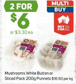 Foodland Mushrooms white button or sliced pack punnets offer