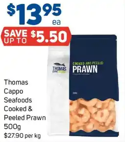 Foodland Thomas cappo seafoods cooked & peeled prawn offer