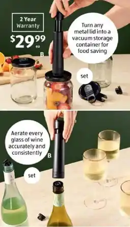 ALDI Airtender Food and Wine Preservation Set or Wine Aerator Set offer