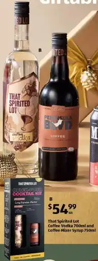 ALDI That Spirited Lot Coffee Vodka and Coffee Mixer Syrup offer