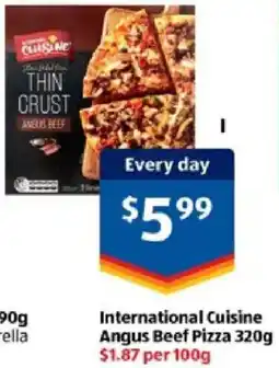ALDI International Cuisine Angus Beef Pizza offer