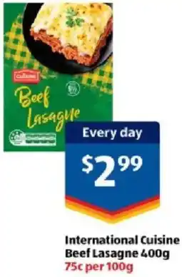 ALDI International Cuisine Beef Lasagne offer