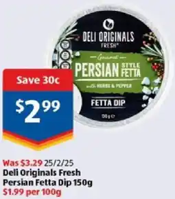 ALDI Deli Originals Fresh Persian Fetta Dip offer