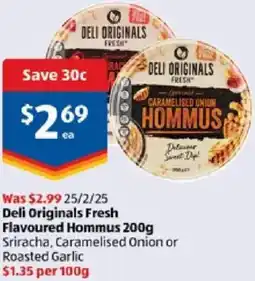 ALDI Deli Originals Fresh Flavoured Hommus offer