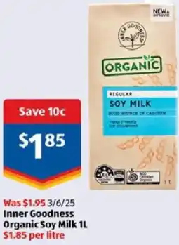 ALDI Inner Goodness Organic Soy Milk offer