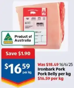 ALDI Ironbark Pork Pork Belly offer