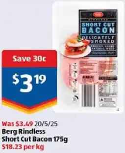 ALDI Berg Rindless Short Cut Bacon offer