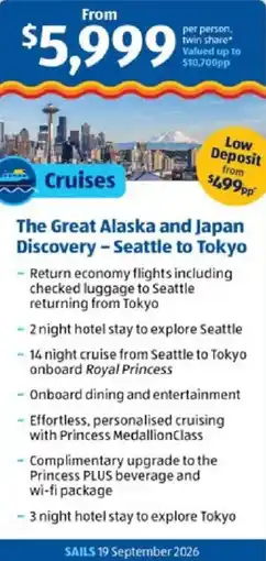 ALDI Cruises The Great Alaska and Japan Discovery - Seattle to Tokyo offer