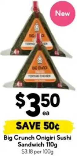 Drakes Big Crunch Onigiri Sushi Sandwich offer