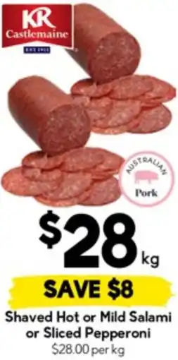 Drakes Shaved Hot or Mild Salami or Sliced Pepperoni offer