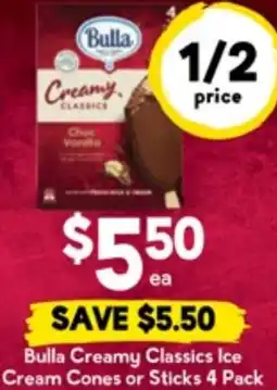 Drakes Bulla Creamy Classics Ice Cream Cones or Sticks offer