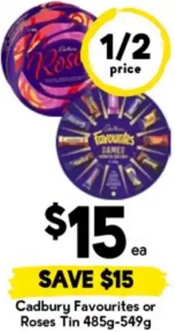 Drakes Cadbury Favourites or Roses Tin offer
